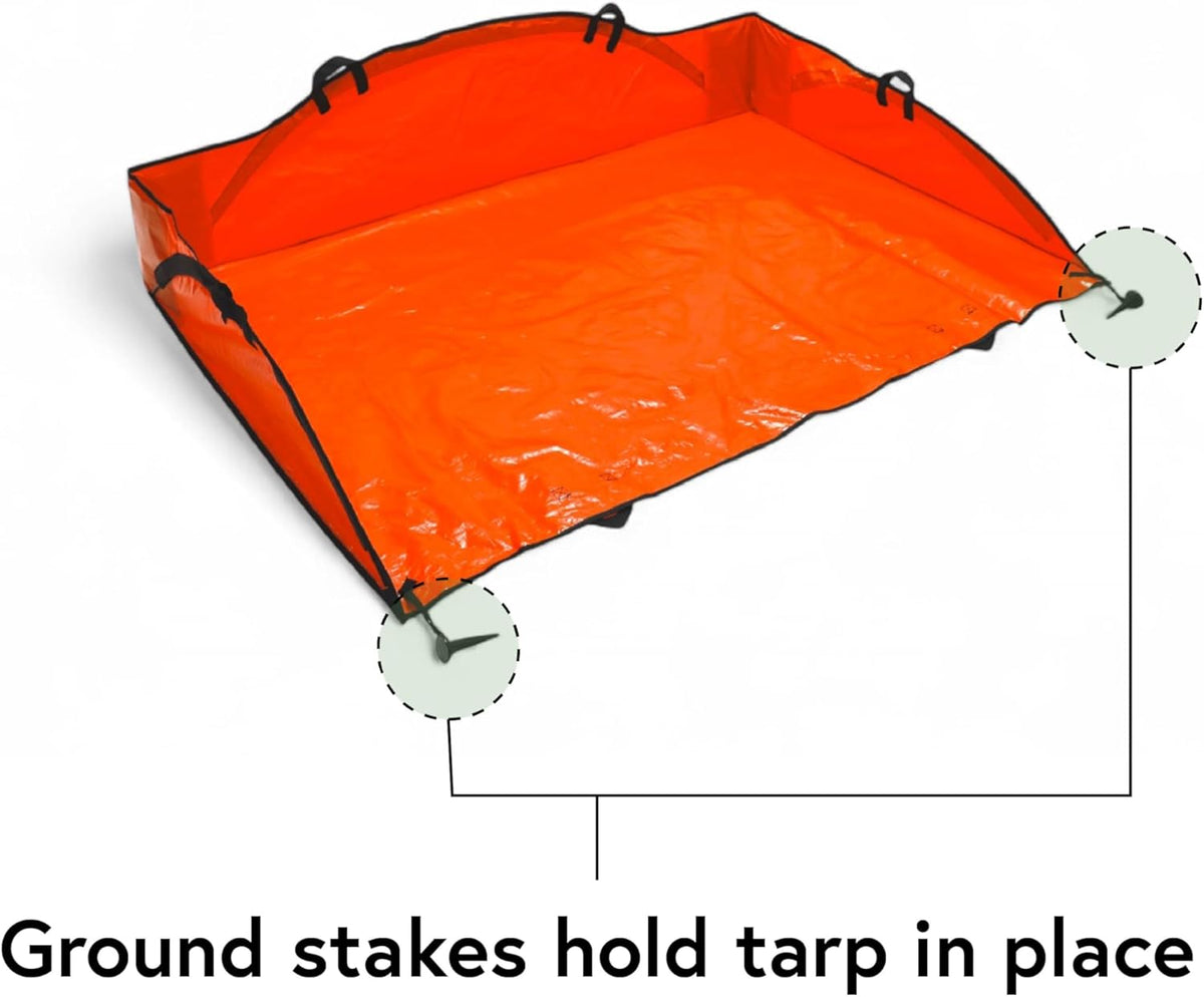 4' x 6' Sport Leaf Tarp - 24 sq ft Yard Cleanup Tarp with 6 Handles & Ground Stakes for Raking, Garden Debris & Yard Waste Removal, Wind Proof