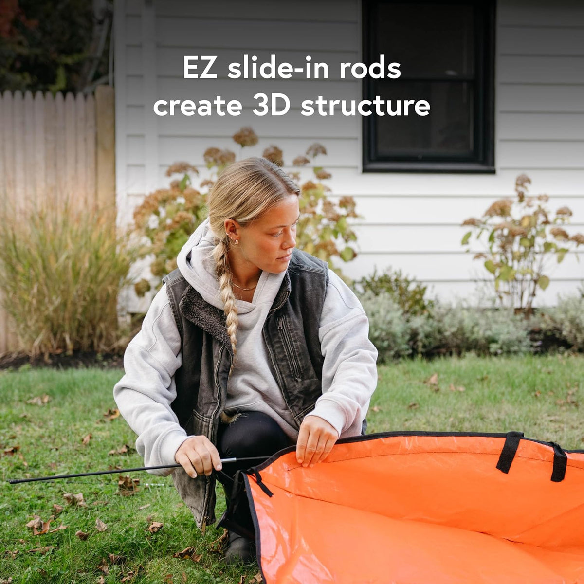 4' x 6' Sport Leaf Tarp - 24 sq ft Yard Cleanup Tarp with 6 Handles & Ground Stakes for Raking, Garden Debris & Yard Waste Removal, Wind Proof