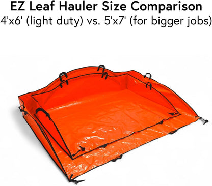 4' x 6' Sport Leaf Tarp - 24 sq ft Yard Cleanup Tarp with 6 Handles & Ground Stakes for Raking, Garden Debris & Yard Waste Removal, Wind Proof