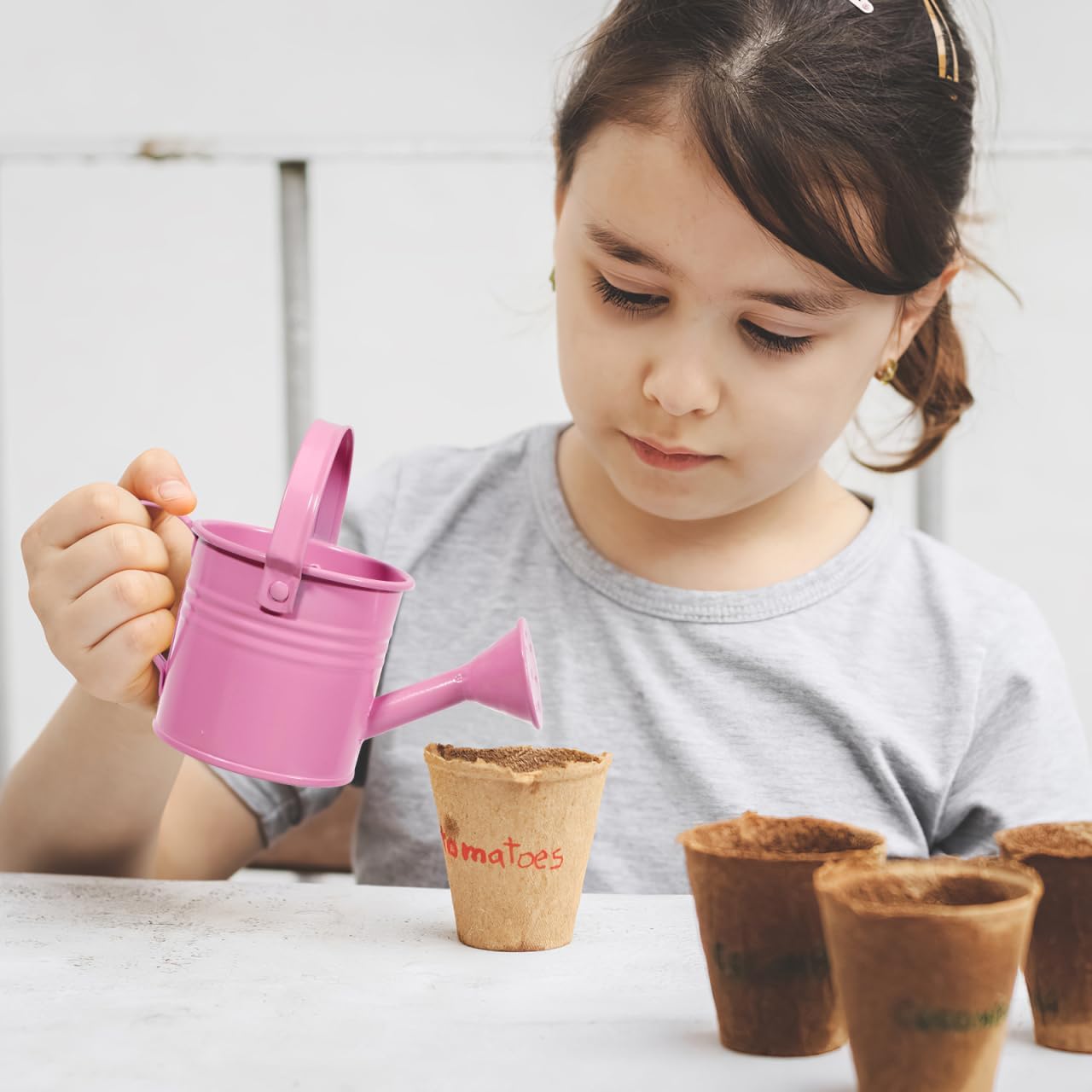 5-Pack Mini Watering Cans, Mini Gardening Watering Pots with Long Spout for Indoor and Outdoor Plants Easy Grip Watering Kettle for Children Assorted Colors, 6.29X2.95 in