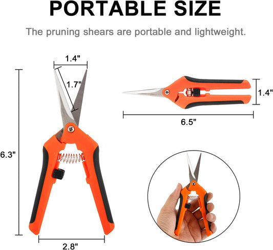 12-Pack 6.5 Inch Gardening Hand Pruner Pruning Shear with Stainless Steel Blades