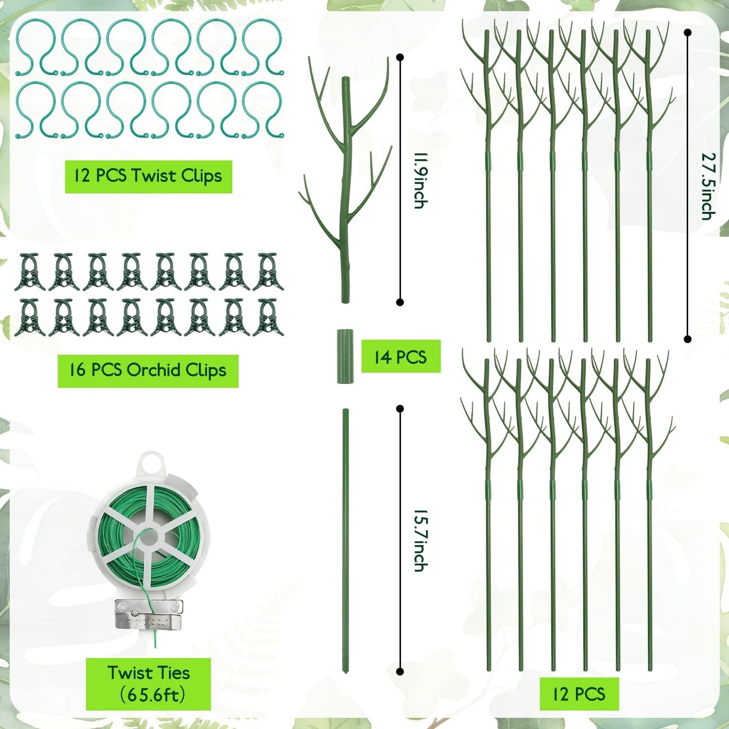 24 Pack Plant Support Stake, Half Round Metal Garden Plant Stake, Green Plant Support Ring, Border Support with Plant Lables & Plant Clips for Outdoor Indoor Plants, Vegetable, Flowers