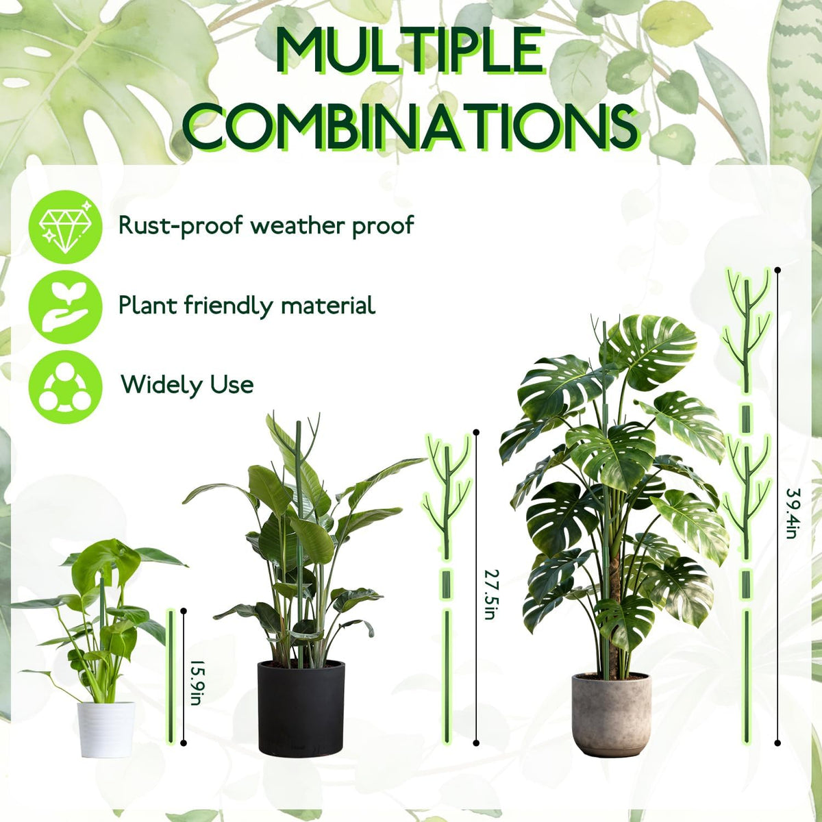 24 Pack Plant Support Stake, Half Round Metal Garden Plant Stake, Green Plant Support Ring, Border Support with Plant Lables & Plant Clips for Outdoor Indoor Plants, Vegetable, Flowers