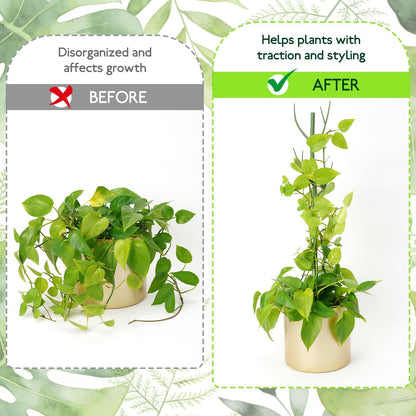 24 Pack Plant Support Stake, Half Round Metal Garden Plant Stake, Green Plant Support Ring, Border Support with Plant Lables & Plant Clips for Outdoor Indoor Plants, Vegetable, Flowers