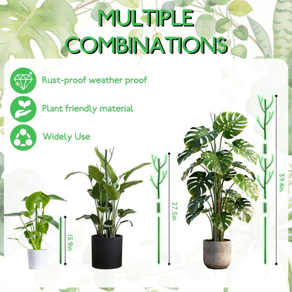 24 Pack Plant Support Stake, Half Round Metal Garden Plant Stake, Green Plant Support Ring, Border Support with Plant Lables & Plant Clips for Outdoor Indoor Plants, Vegetable, Flowers