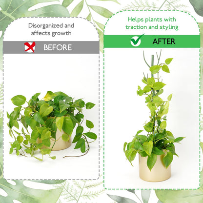 24 Pack Plant Support Stake, Half Round Metal Garden Plant Stake, Green Plant Support Ring, Border Support with Plant Lables & Plant Clips for Outdoor Indoor Plants, Vegetable, Flowers