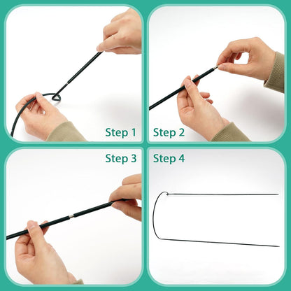 24 Pack Plant Support Stake, Half Round Metal Garden Plant Stake, Green Plant Support Ring, Border Support with Plant Lables & Plant Clips for Outdoor Indoor Plants, Vegetable, Flowers