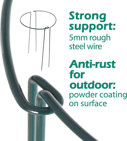 24 Pack Plant Support Stake, Half Round Metal Garden Plant Stake, Green Plant Support Ring, Border Support with Plant Lables & Plant Clips for Outdoor Indoor Plants, Vegetable, Flowers