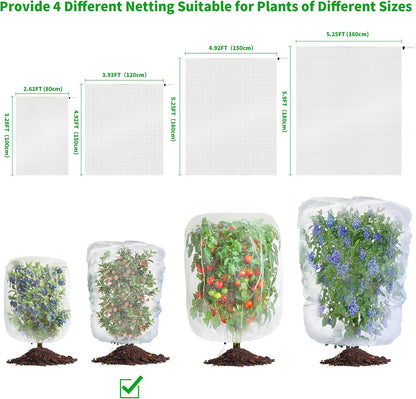 Garden Mesh Netting with Drawstring,Plants Cover Protection from Anti Birds,Bugs,Cicadas,and Insects-Pest Barrier Bag for Blueberry Bushes,Citrus,Tomatoes,Vegetables,Fruit Tree and Orange