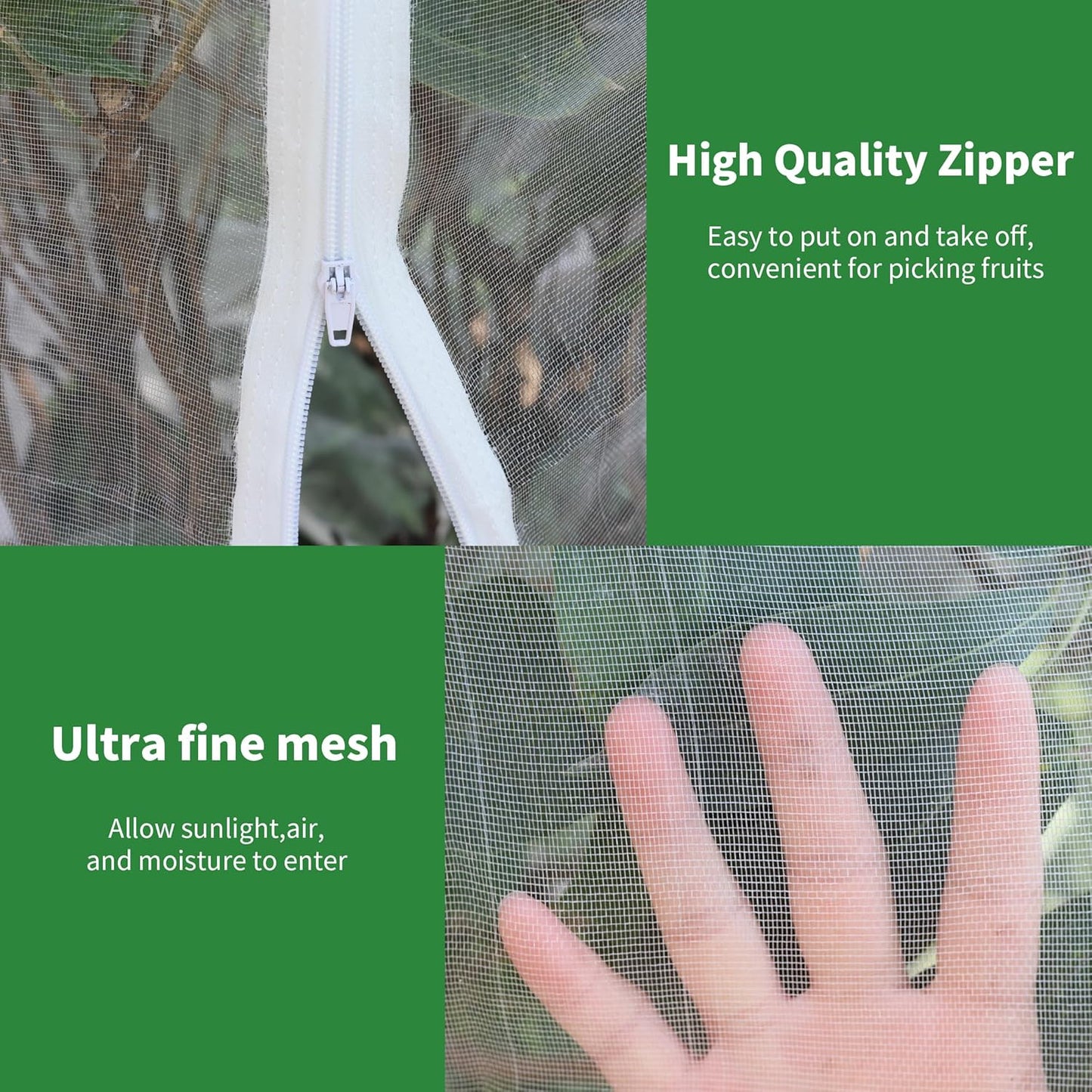 Garden Mesh Netting with Drawstring,Plants Cover Protection from Anti Birds,Bugs,Cicadas,and Insects-Pest Barrier Bag for Blueberry Bushes,Citrus,Tomatoes,Vegetables,Fruit Tree and Orange