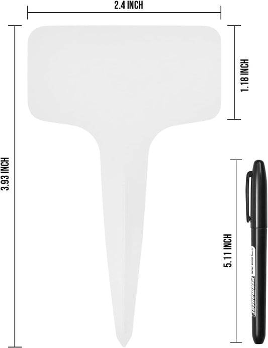 Plant Labels 1000 Pcs T-Type Plastic Garden Tags Waterproof Plant Sign Stakes Nursery Garden Makers for Seedlings Flower Vegetables Herb Potted Belt Permanet Marker Pen (White)