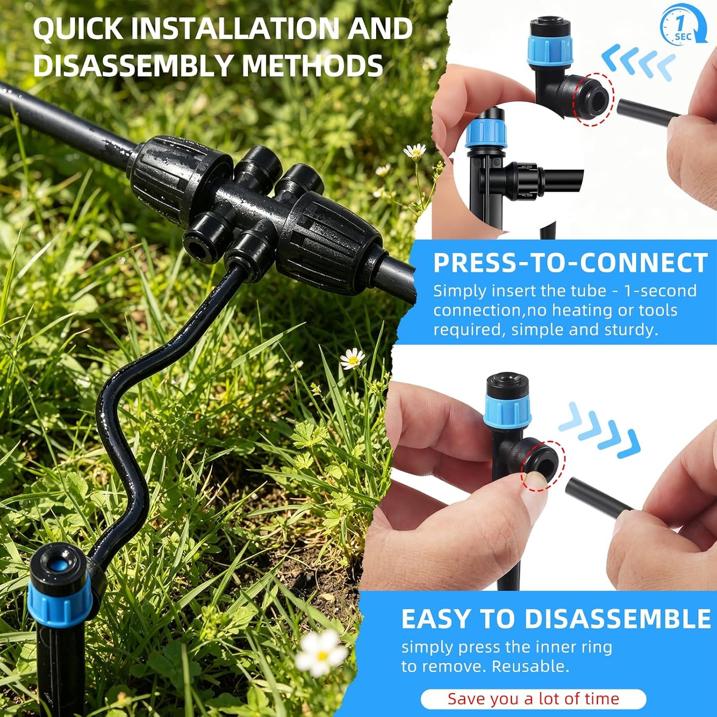 Drip Irrigation System, 106FT Quick Connect Garden Watering