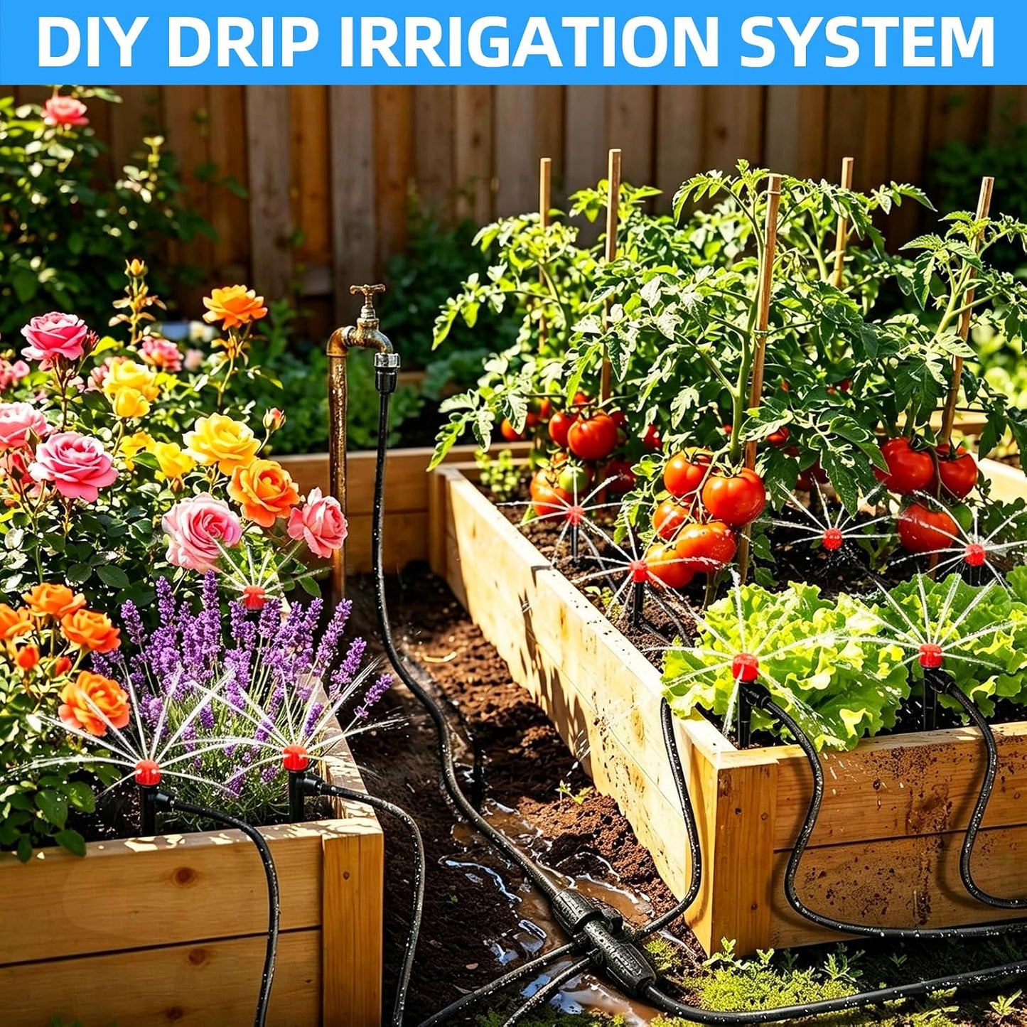 Drip Irrigation System, 106FT Quick Connect Garden Watering
