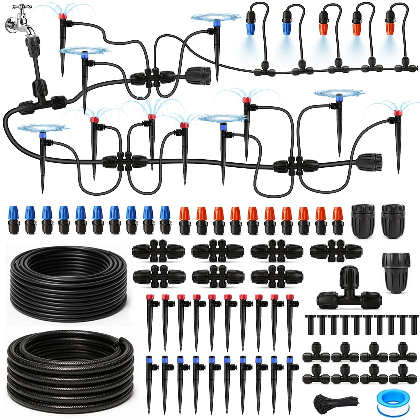 Drip Irrigation System, 106FT Quick Connect Garden Watering
