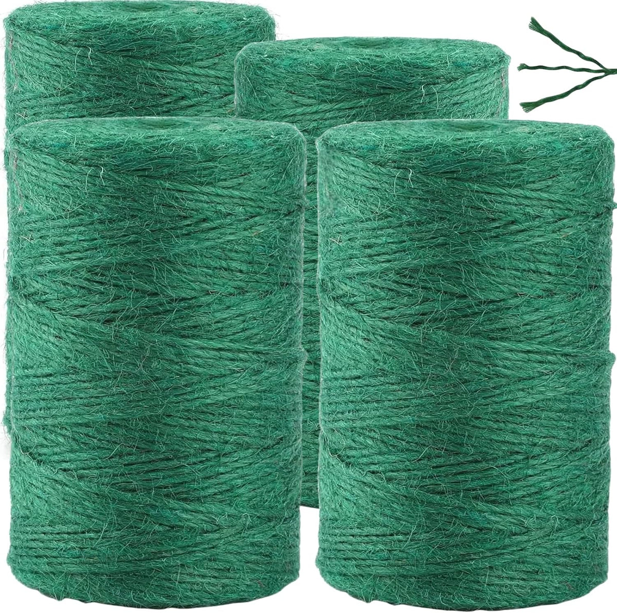 1312.336 Feet 2mm Green Jute Twine String - 3 Ply Natural Garden Twine for Plants, Crafts, Gift Wrapping, Packing - Heavy Duty Plant Ties for Tomatoes, Climbing Plants, DIY Projects, (4 Pack)
