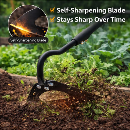 Garden Hoe Weeding Tool - Sharp Hollow Blade,58" Adjustable Long Handle, Heavy Duty Weed Hoes for Gardening,Push Pull Dutch Scraper for Garden Bed, Yard,Lawn Weeder Removal