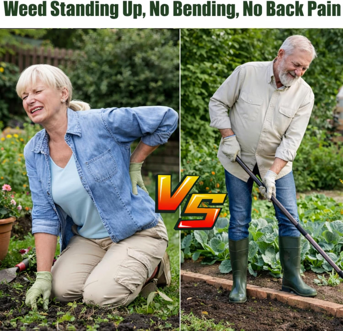 Garden Hoe Weeding Tool - Sharp Hollow Blade,58" Adjustable Long Handle, Heavy Duty Weed Hoes for Gardening,Push Pull Dutch Scraper for Garden Bed, Yard,Lawn Weeder Removal