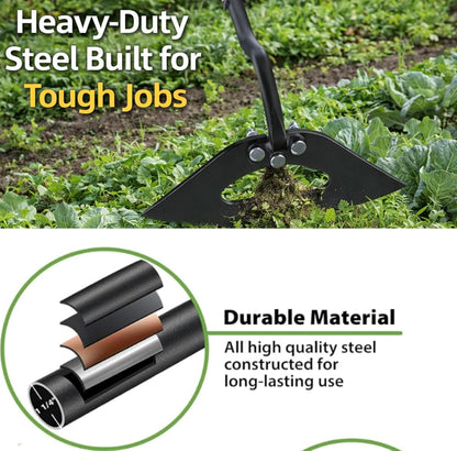 Garden Hoe Weeding Tool - Sharp Hollow Blade,58" Adjustable Long Handle, Heavy Duty Weed Hoes for Gardening,Push Pull Dutch Scraper for Garden Bed, Yard,Lawn Weeder Removal