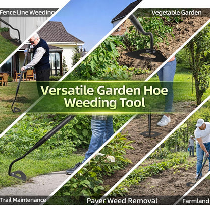 Garden Hoe Weeding Tool - Sharp Hollow Blade,58" Adjustable Long Handle, Heavy Duty Weed Hoes for Gardening,Push Pull Dutch Scraper for Garden Bed, Yard,Lawn Weeder Removal