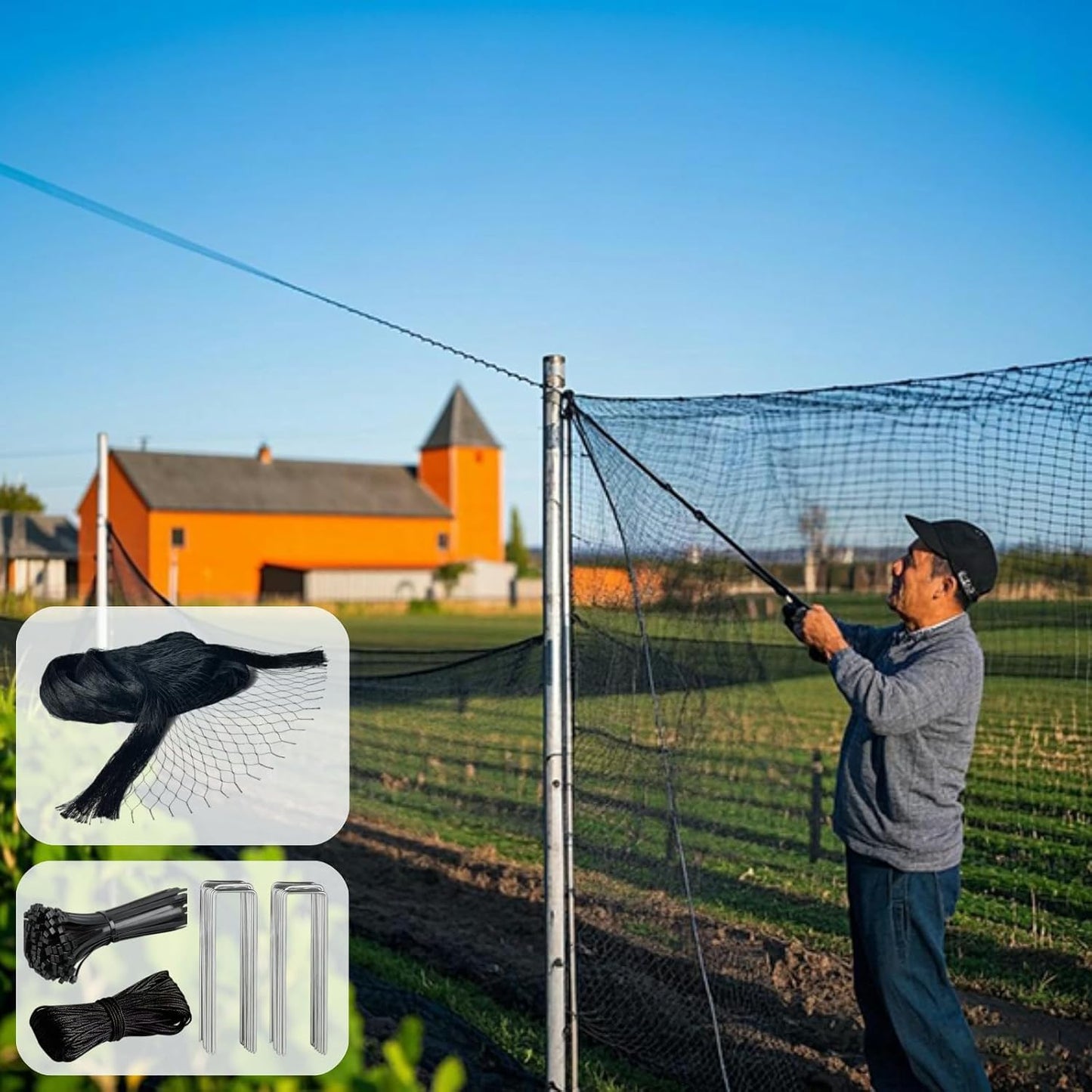6 x 50 FT Bird Netting for Garden, 1" Square Mesh Size Heavy Duty Nylon Chicken Coop Netting for Blueberry Bushes, Fruit Trees and Vegetable Against Birds, Deer, Squirrels (6X50FT)