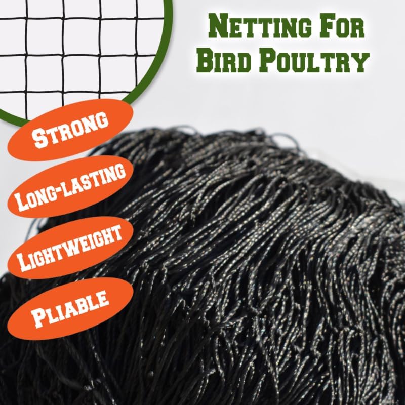 6 x 50 FT Bird Netting for Garden, 1" Square Mesh Size Heavy Duty Nylon Chicken Coop Netting for Blueberry Bushes, Fruit Trees and Vegetable Against Birds, Deer, Squirrels (6X50FT)