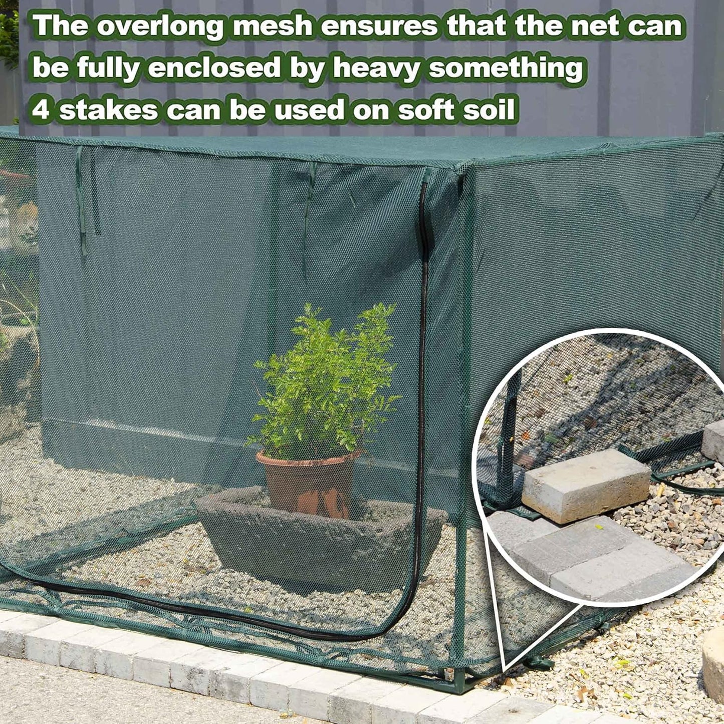 Poray Large Tunnel 73''x37''x61''Plant Netting Cover,5FT Tall Crop Cage Tomato Netting,Pest Guard Cover for Vegetables &Fruits,Durable Gardening Net for Plant and Animal