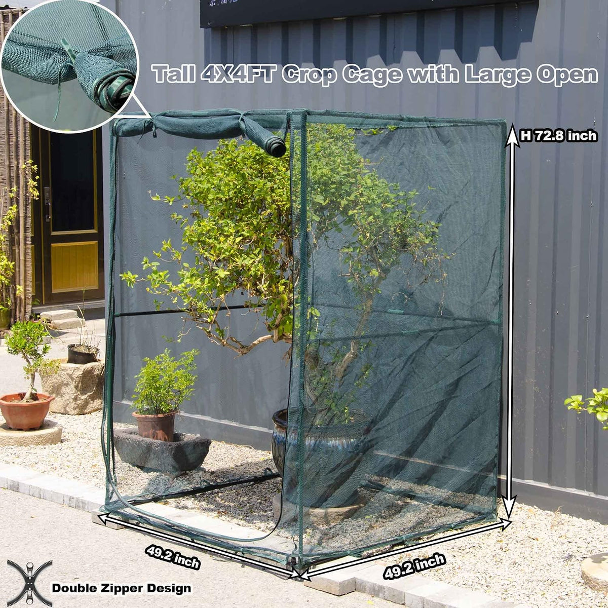 Poray Large Tunnel 73''x37''x61''Plant Netting Cover,5FT Tall Crop Cage Tomato Netting,Pest Guard Cover for Vegetables &Fruits,Durable Gardening Net for Plant and Animal