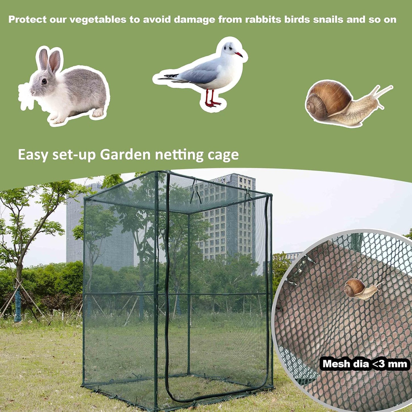 Poray Large Tunnel 73''x37''x61''Plant Netting Cover,5FT Tall Crop Cage Tomato Netting,Pest Guard Cover for Vegetables &Fruits,Durable Gardening Net for Plant and Animal
