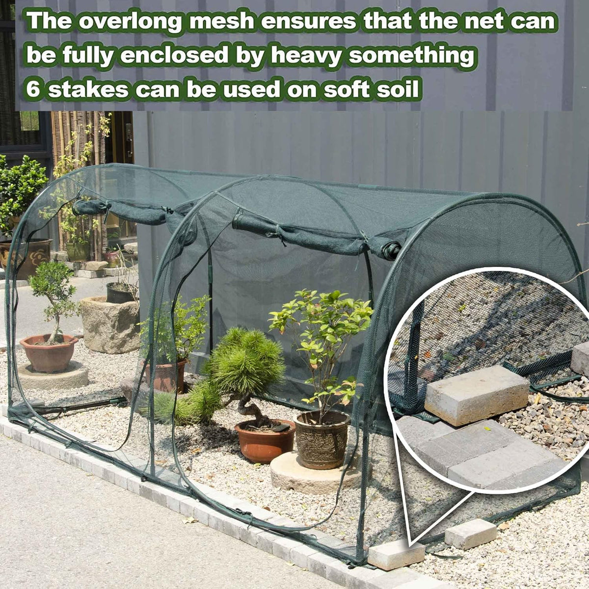 Poray Large Tunnel 73''x37''x61''Plant Netting Cover,5FT Tall Crop Cage Tomato Netting,Pest Guard Cover for Vegetables &Fruits,Durable Gardening Net for Plant and Animal