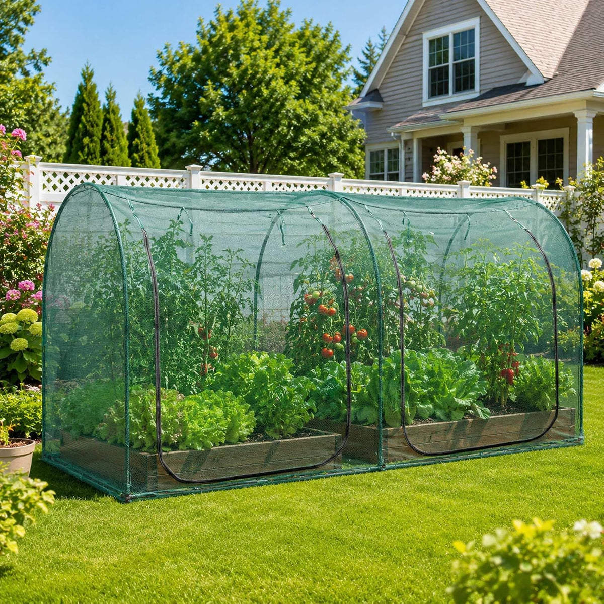 Poray Large Tunnel 73''x37''x61''Plant Netting Cover,5FT Tall Crop Cage Tomato Netting,Pest Guard Cover for Vegetables &Fruits,Durable Gardening Net for Plant and Animal