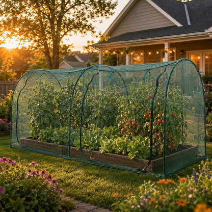 Poray Large Tunnel 73''x37''x61''Plant Netting Cover,5FT Tall Crop Cage Tomato Netting,Pest Guard Cover for Vegetables &Fruits,Durable Gardening Net for Plant and Animal