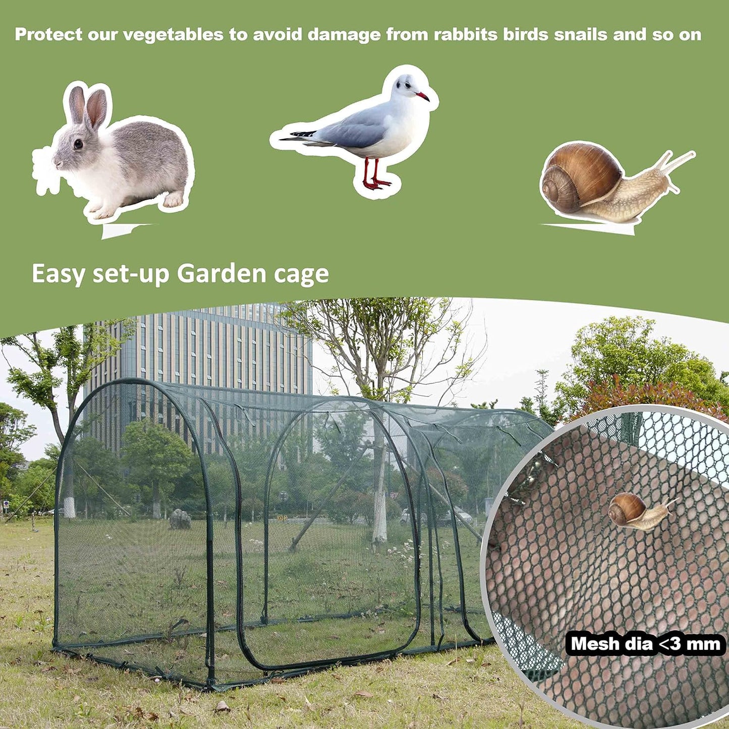 Poray Large Tunnel 73''x37''x61''Plant Netting Cover,5FT Tall Crop Cage Tomato Netting,Pest Guard Cover for Vegetables &Fruits,Durable Gardening Net for Plant and Animal