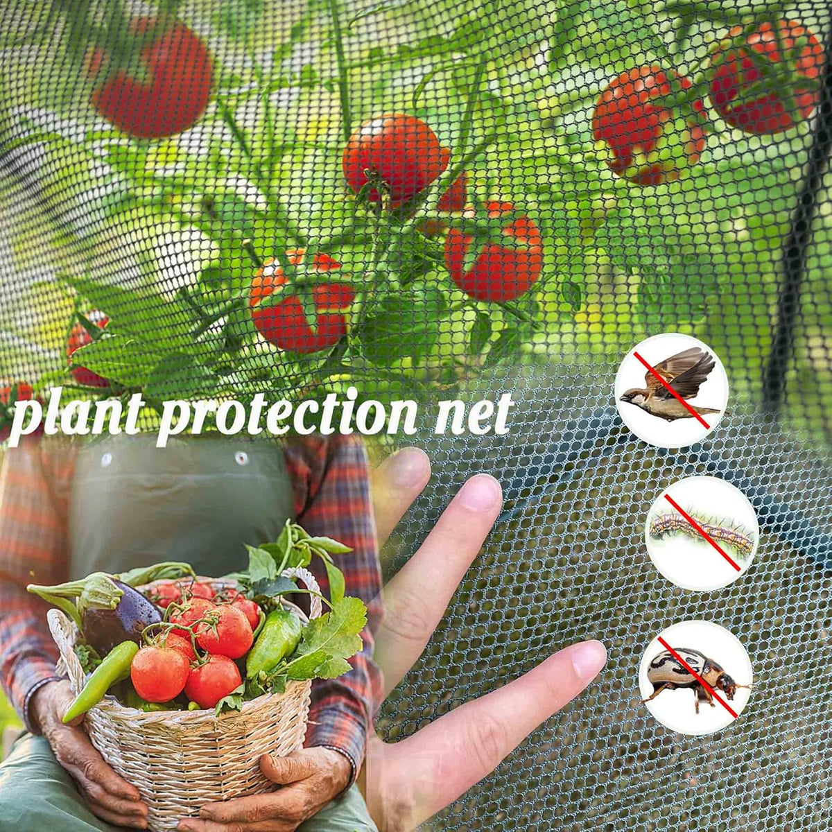 Poray Large Tunnel 73''x37''x61''Plant Netting Cover,5FT Tall Crop Cage Tomato Netting,Pest Guard Cover for Vegetables &Fruits,Durable Gardening Net for Plant and Animal