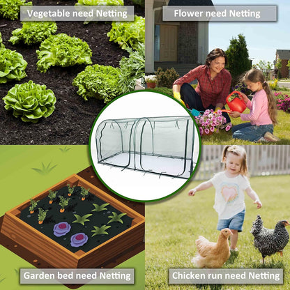 Poray Large Tunnel 73''x37''x61''Plant Netting Cover,5FT Tall Crop Cage Tomato Netting,Pest Guard Cover for Vegetables &Fruits,Durable Gardening Net for Plant and Animal