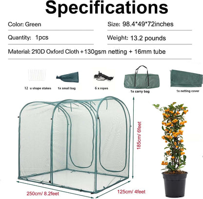 Poray Large Tunnel 73''x37''x61''Plant Netting Cover,5FT Tall Crop Cage Tomato Netting,Pest Guard Cover for Vegetables &Fruits,Durable Gardening Net for Plant and Animal