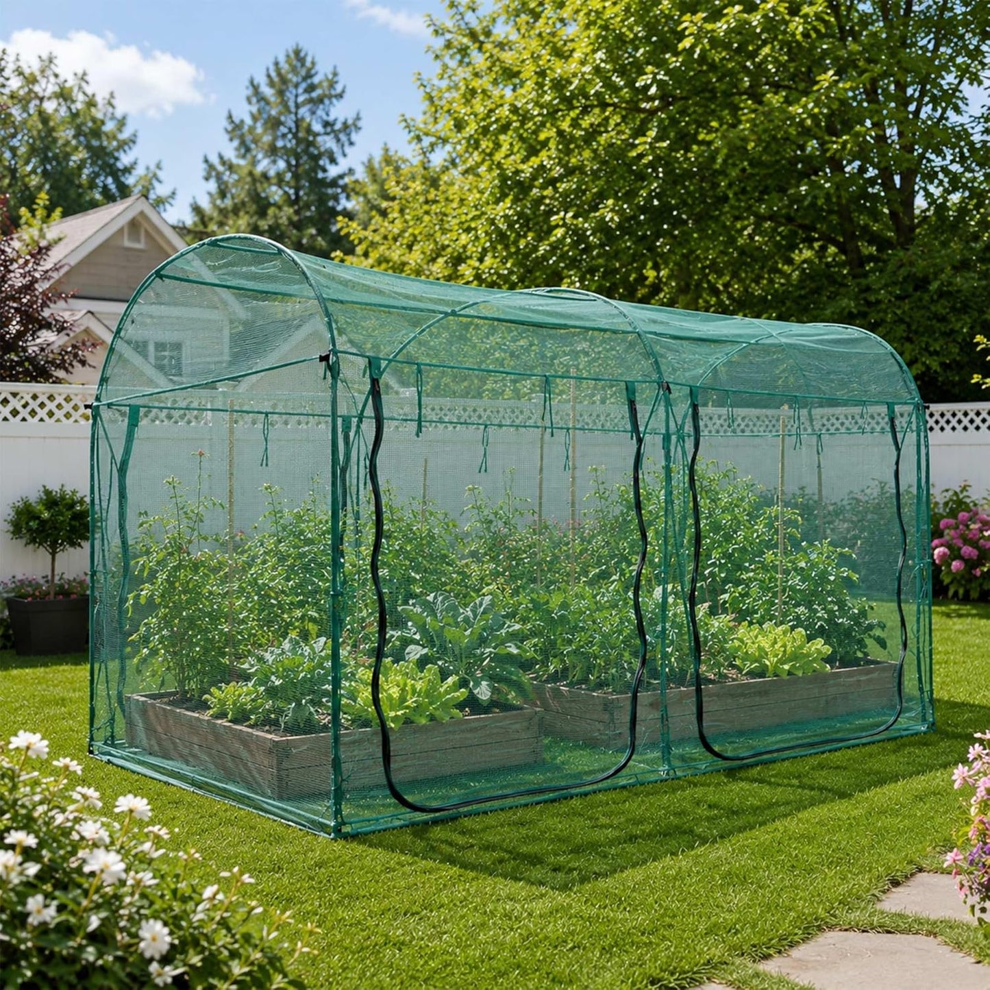 Poray Large Tunnel 73''x37''x61''Plant Netting Cover,5FT Tall Crop Cage Tomato Netting,Pest Guard Cover for Vegetables &Fruits,Durable Gardening Net for Plant and Animal