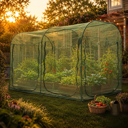 Poray Large Tunnel 73''x37''x61''Plant Netting Cover,5FT Tall Crop Cage Tomato Netting,Pest Guard Cover for Vegetables &Fruits,Durable Gardening Net for Plant and Animal