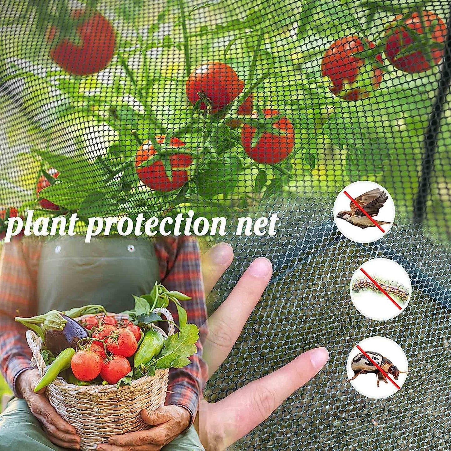 Poray Large Tunnel 73''x37''x61''Plant Netting Cover,5FT Tall Crop Cage Tomato Netting,Pest Guard Cover for Vegetables &Fruits,Durable Gardening Net for Plant and Animal