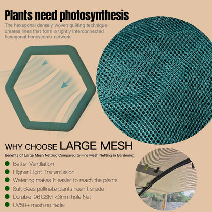 Poray Large Tunnel 73''x37''x61''Plant Netting Cover,5FT Tall Crop Cage Tomato Netting,Pest Guard Cover for Vegetables &Fruits,Durable Gardening Net for Plant and Animal