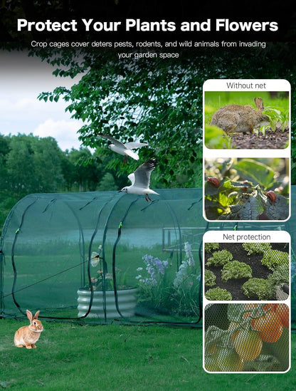 Poray Large Tunnel 73''x37''x61''Plant Netting Cover,5FT Tall Crop Cage Tomato Netting,Pest Guard Cover for Vegetables &Fruits,Durable Gardening Net for Plant and Animal