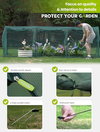 Poray Large Tunnel 73''x37''x61''Plant Netting Cover,5FT Tall Crop Cage Tomato Netting,Pest Guard Cover for Vegetables &Fruits,Durable Gardening Net for Plant and Animal