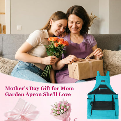 Garden Apron,Harvest Aprons with Drawstring Bag and Pockets for Women and Men,Canvas Fruit Picking Apron