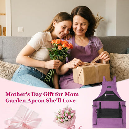Garden Apron,Harvest Aprons with Drawstring Bag and Pockets for Women and Men,Canvas Fruit Picking Apron