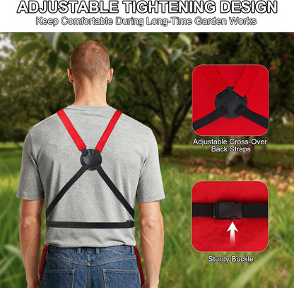 Garden Apron,Harvest Aprons with Drawstring Bag and Pockets for Women and Men,Canvas Fruit Picking Apron
