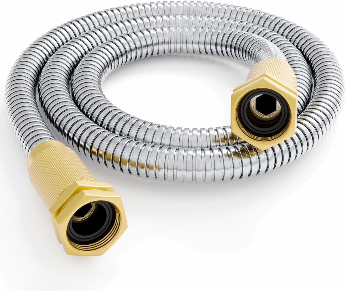 Garden Hose - Short Water Leader Metal Hose 3 FT with Female to Male Fitting, Flexible, Heavy Duty Hose Extension for Outdoor Hose Reel、Dehumidifier、RV、304 Stainless Steel