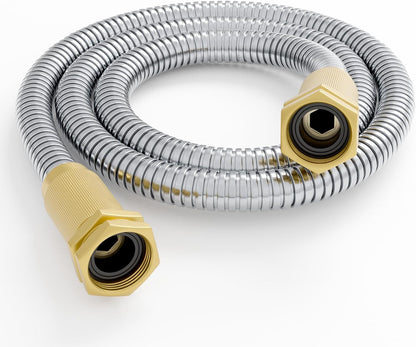 Garden Hose - Short Water Leader Metal Hose 3 FT with Female to Male Fitting, Flexible, Heavy Duty Hose Extension for Outdoor Hose Reel、Dehumidifier、RV、304 Stainless Steel