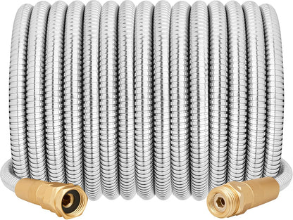 Garden Hose - Short Water Leader Metal Hose 3 FT with Female to Male Fitting, Flexible, Heavy Duty Hose Extension for Outdoor Hose Reel、Dehumidifier、RV、304 Stainless Steel
