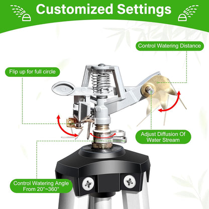Heavy Duty Impact Sprinkler on Tripod Base,36 Inch Tripod Sprinkler
