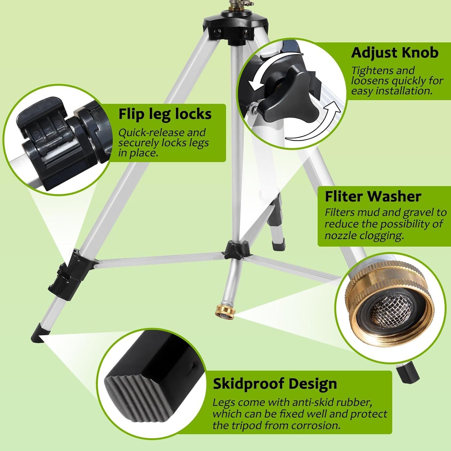 Heavy Duty Impact Sprinkler on Tripod Base,36 Inch Tripod Sprinkler