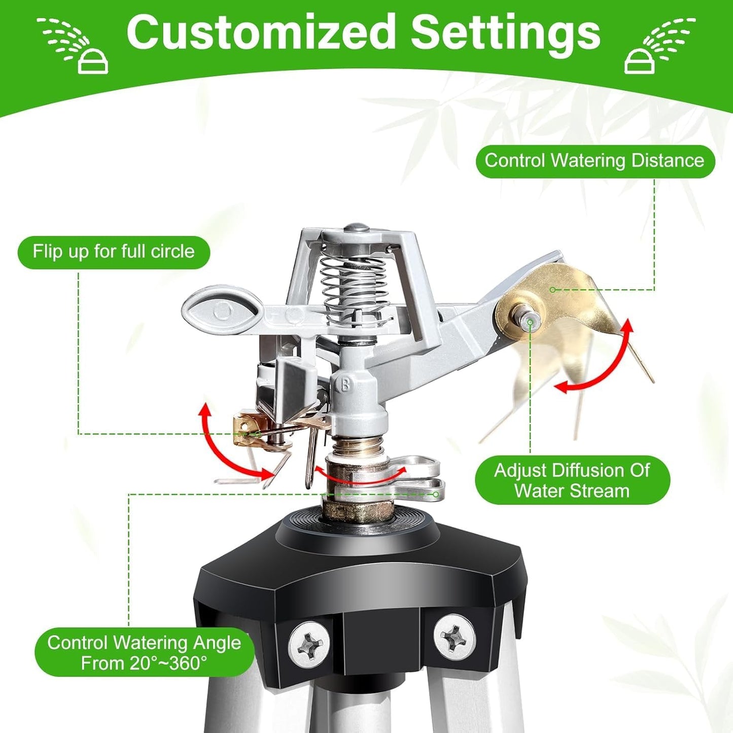 Heavy Duty Impact Sprinkler on Tripod Base,36 Inch Tripod Sprinkler
